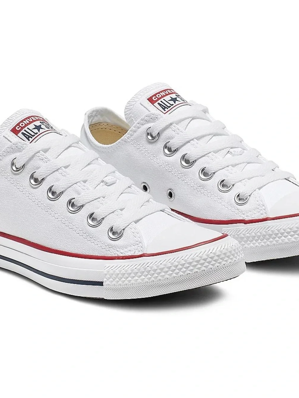 Converse Chuck Taylor All Star Low Top Sneakers White Canvas Lace Up Sneakers - Picture 1 of 11